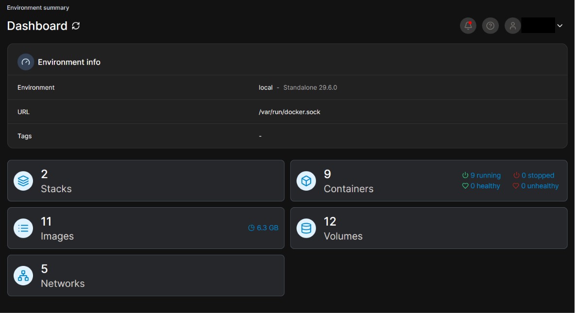 Portainer container management dashboard